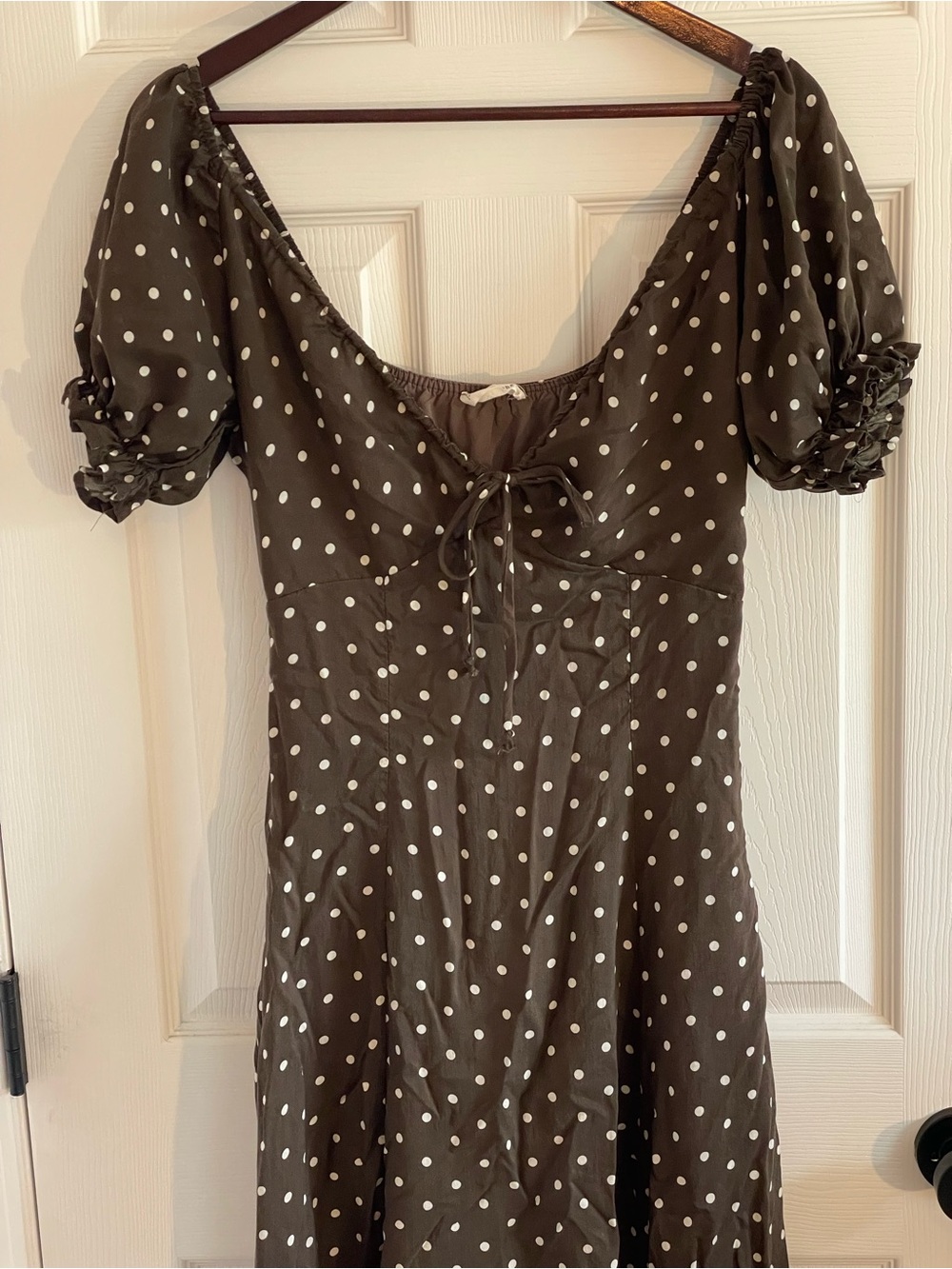 By Together Brown Polka Dot Sweetheart Midi Dress Small - Picture 4 of 8